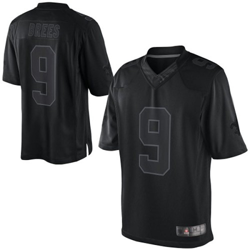 Men New Orleans Saints Limited Black Drew Brees Jersey NFL Football #9 Drenched Jersey